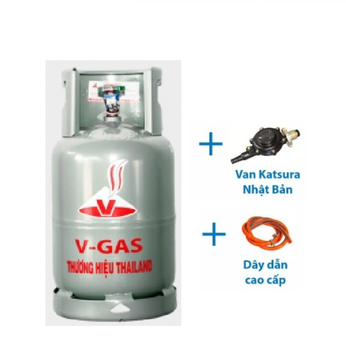 Bộ Bình Gas V-Gas 12Kg Màu Xám